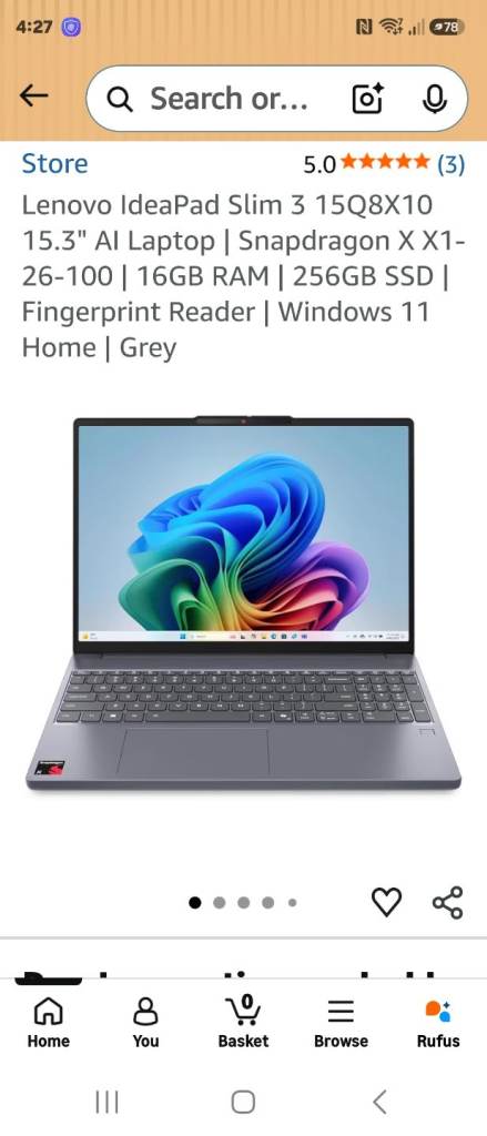 Lenovo IdeaPad Slim 3 15.3" Laptop – New, Grey 16GB RAM
