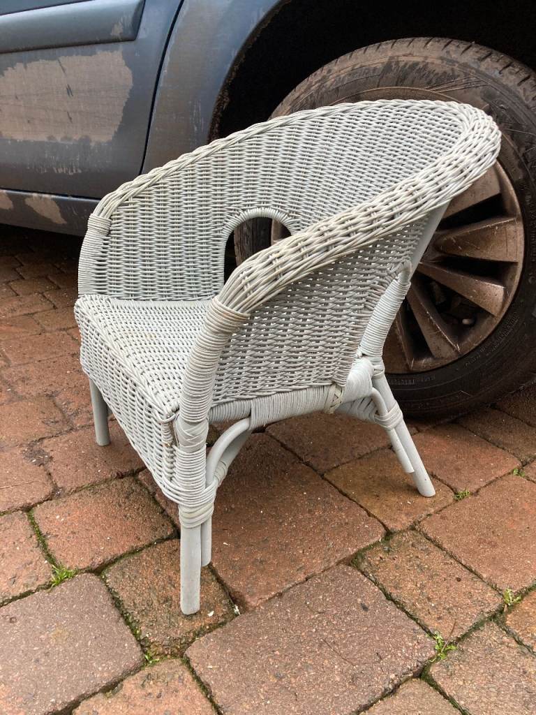 Vintage child's wicker chair, grey, fab condition.  