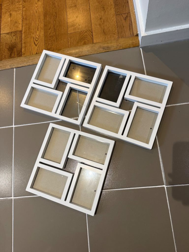 3 x white 30x30cm photo frames