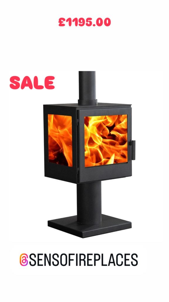 Contemporary Cube Design Outdoor Stove) WOODFORD GARDEN FIRE Stove - BLACK