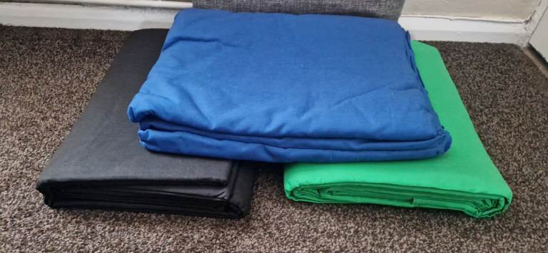 Unused photo plain backdrops black blue green£7 each