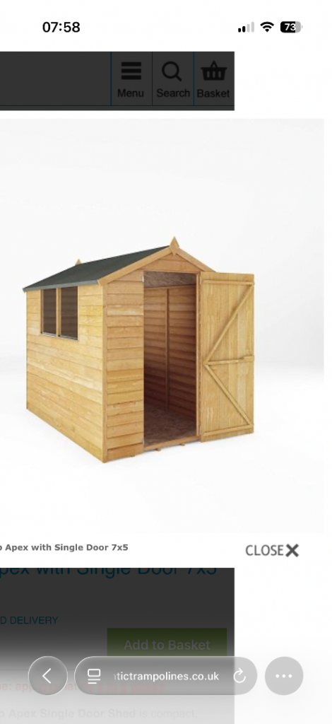 Garden shed Overlap opex with single door 7x5 