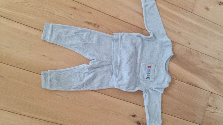 F&F Baby Grey 'Smile' Sleepsuit - Good Condition
