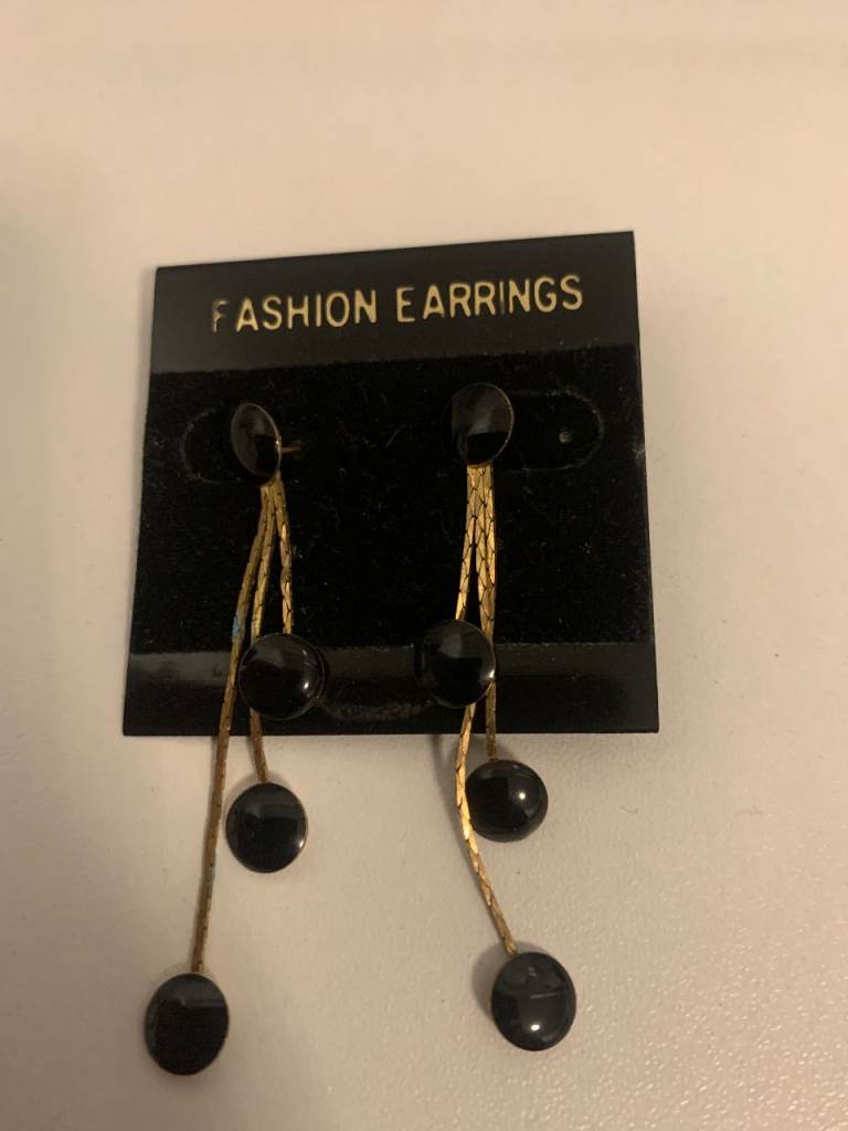 Black Enamel Dangle Earrings – Costume Jewellery