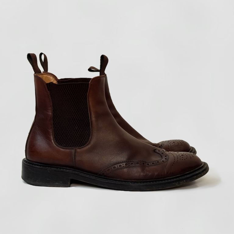 ULISSI Chelsea Boots Italian Handmade Leather Brown Men’s UK 10 EU44