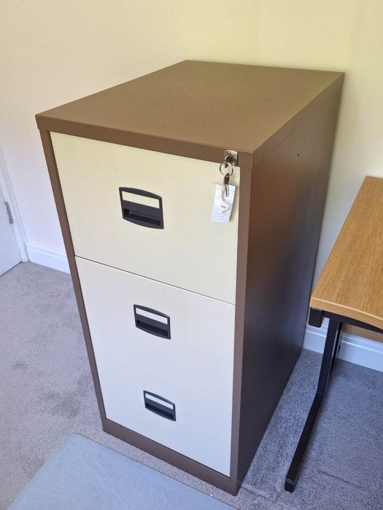 Sturdy Office 3 Drawer Filing Cabinet (coffee/cream)