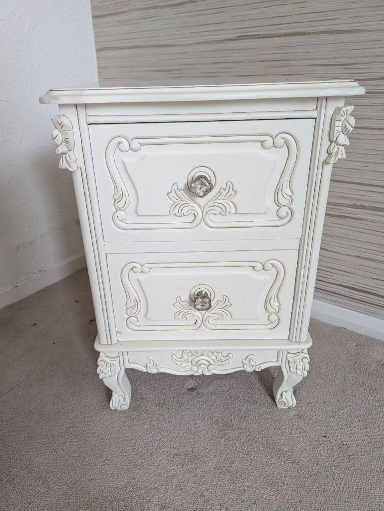 French Style 2 Drawer Bedside Cabinet – Solid Wood