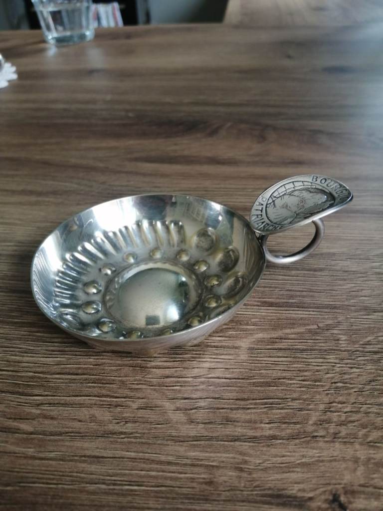 Vintage French Silver‑Plated Tastevin – “Bourgogne Patriarche” – Elite Dijon – Wine Tasting Cup