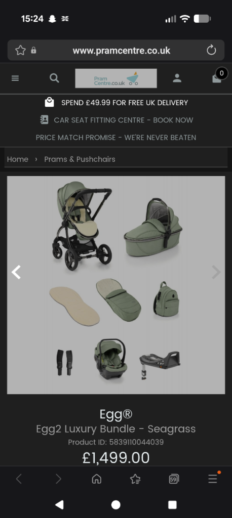 Egg pram seagrass green