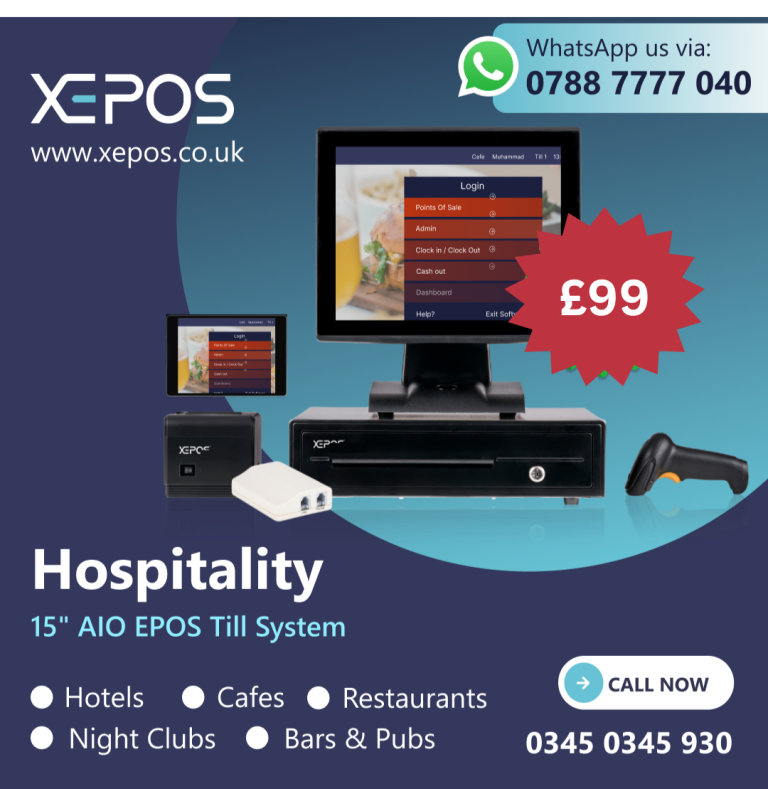 £99 XEPOS Hospitality EPOS System for Hotels, Nightclubs & Cafes