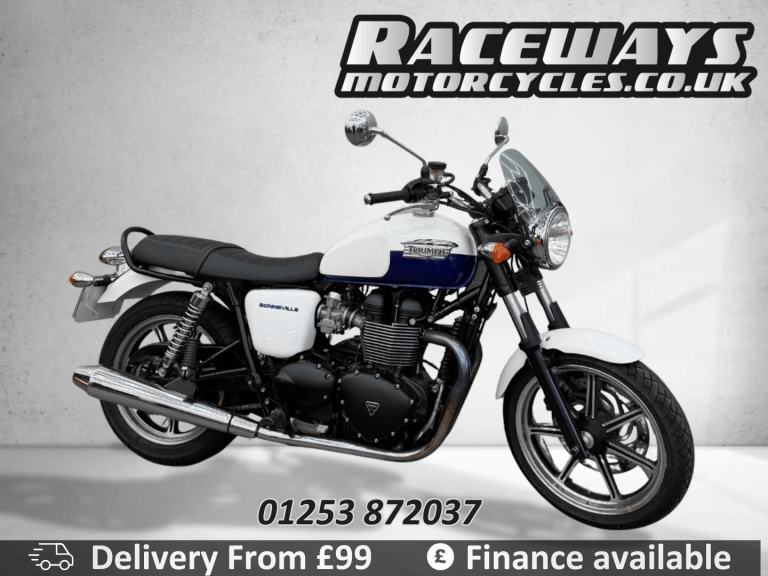 TRIUMPH BONNEVILLE 865CC 2014 WHITE/BLUE 7,785 MILES USED MOTORCYCLE