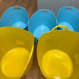 Set of Plastic Storage Tubs/Buckets (5 Total)