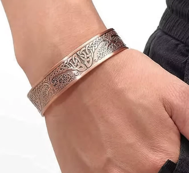 image for Tree Of Life Copper Bracelet Bangle Relief Arthritis. Magnetic Solid Pure Copper.