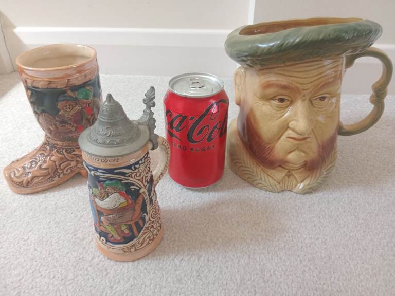 Vintage Toby Jug Beer stein and boot 