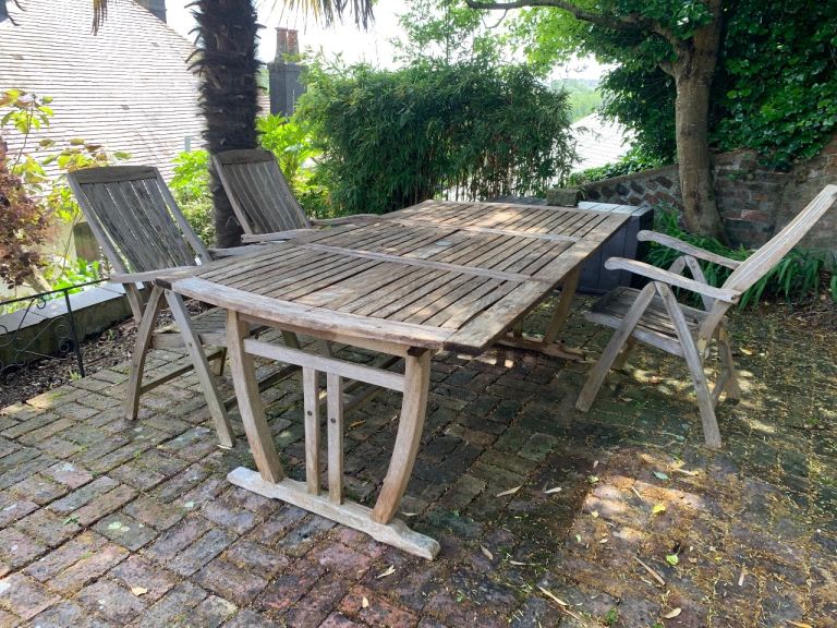 Free Wooden garden table and 3 chairs 