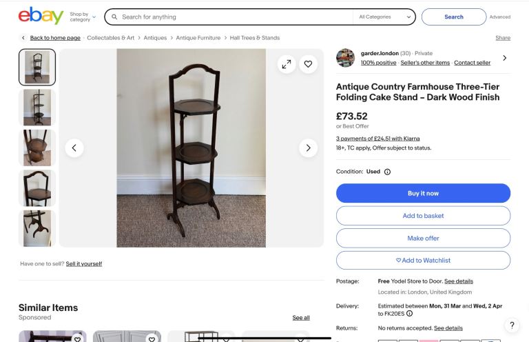 image for 2 x ANTIQUE Folding cake/plant/pie/tech etc stands/tables. Price is for BOTH & NOT EACH.