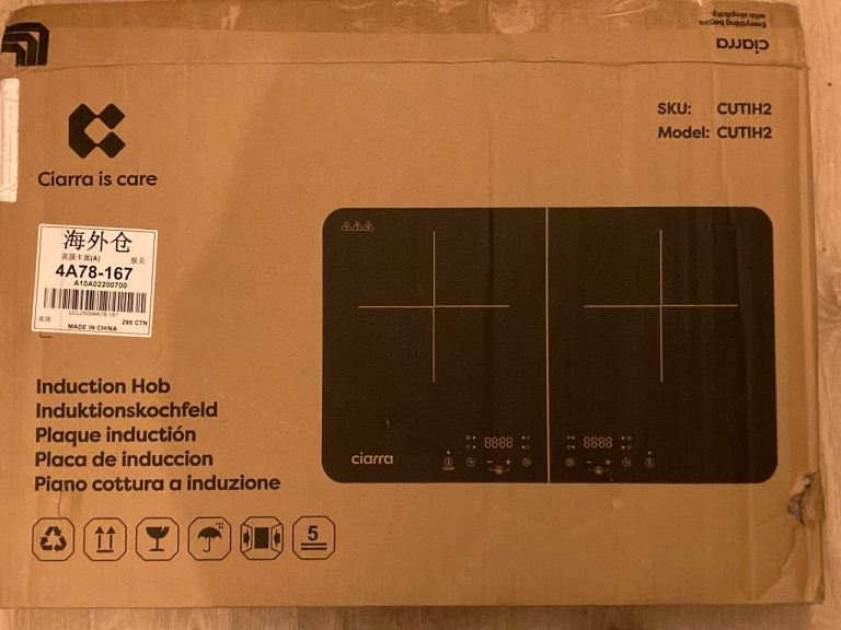 CIARRA CUTIH2 Portable Induction Hob 13 Amp Plug 2800W Double Cooking Zones -New
