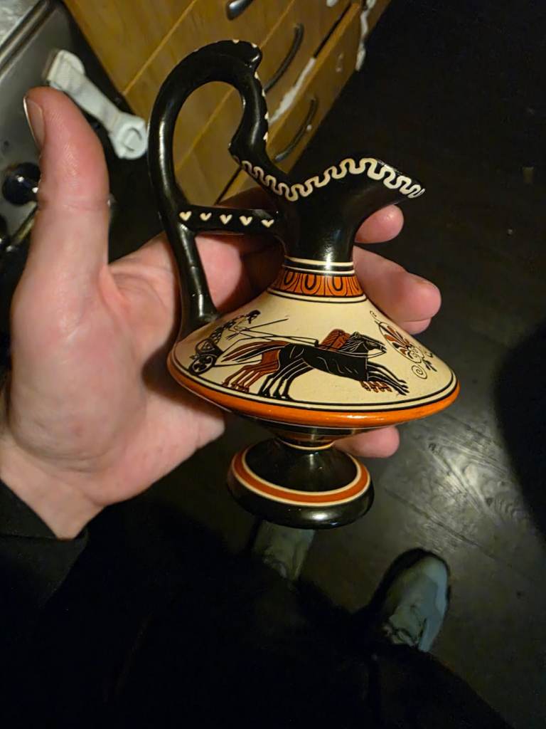 Vintage Greek Pottery Pitcher hand painted 