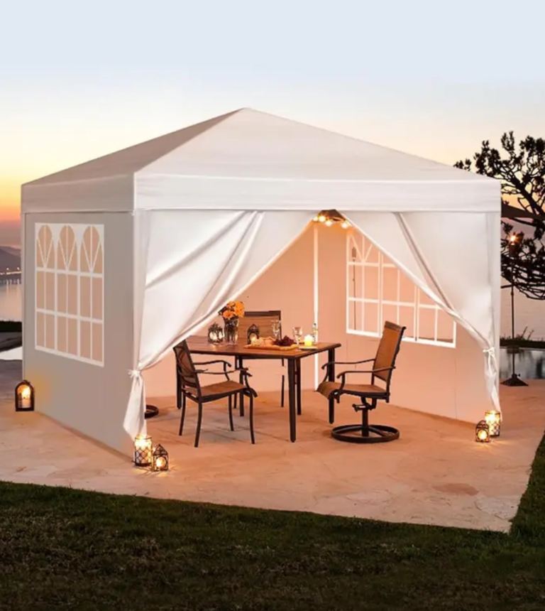 3m x 3m Outdoor Canopy, Pop Up Gazebo with Sides Event Shelter, Party Tent White