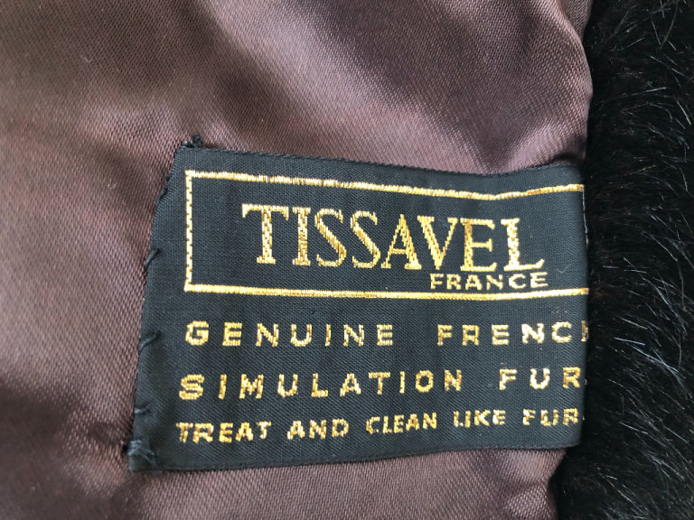Vintage Tissavel black/brown faux fur jacket S/M ONO - VG vintage condition