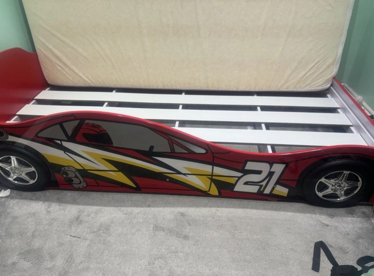 image for Kids 3ft Single Red Children Boys Low Car Racing No 21 Bed Formula 1 