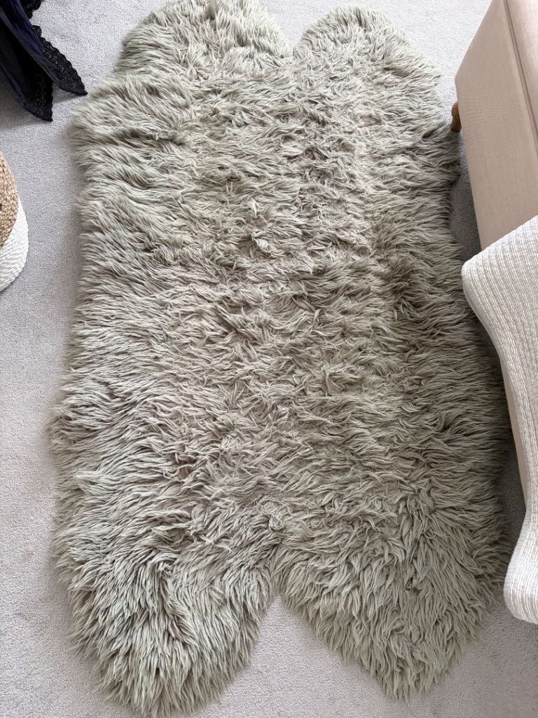 John Lewis Grey Sheepskin quad rug