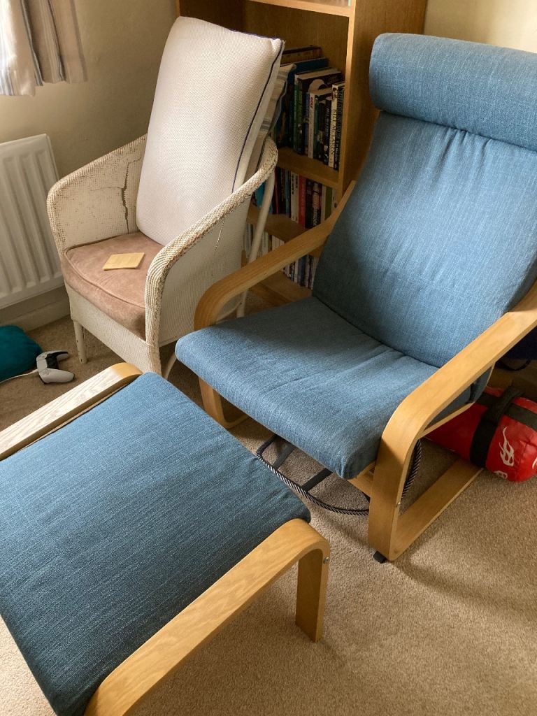  IKEA Poang chair and stool