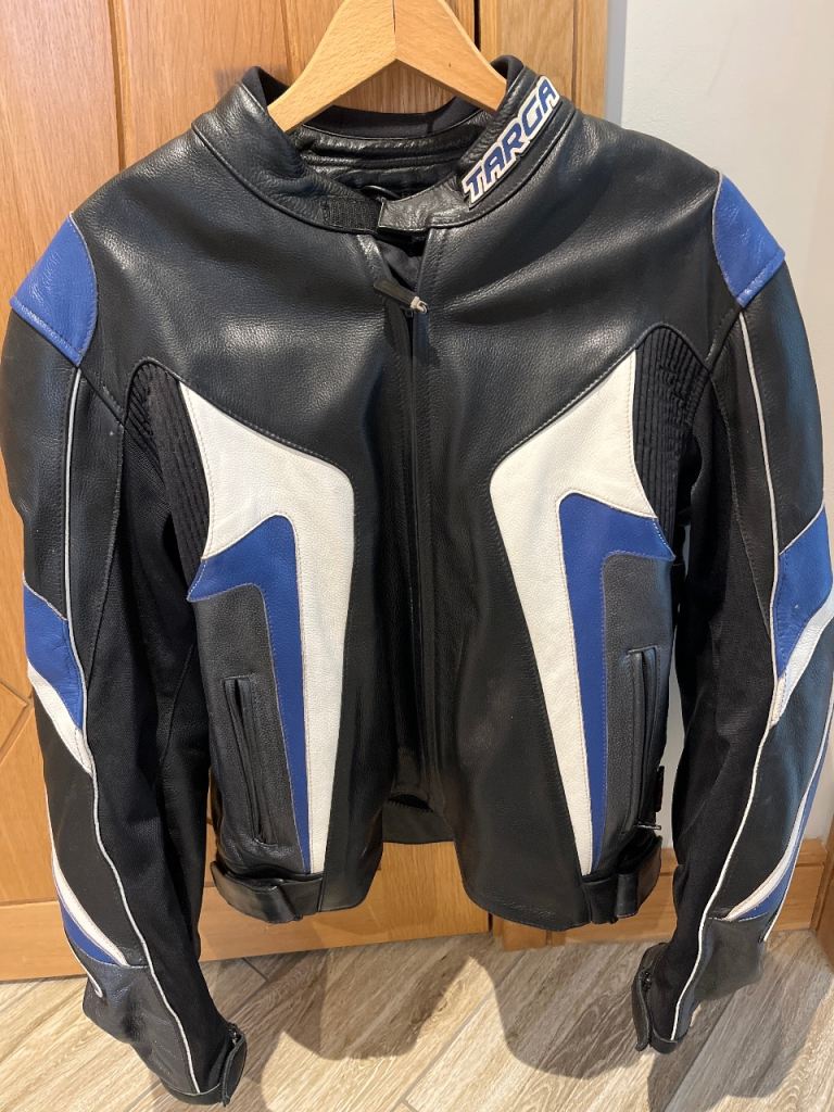 Leather motorcycle jacket and trousers 