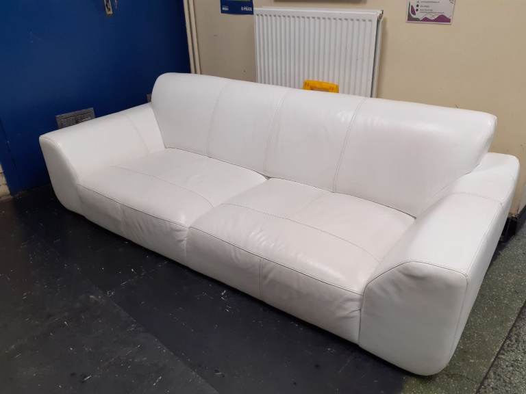  4 seater White Faux Leather DFS Sofa