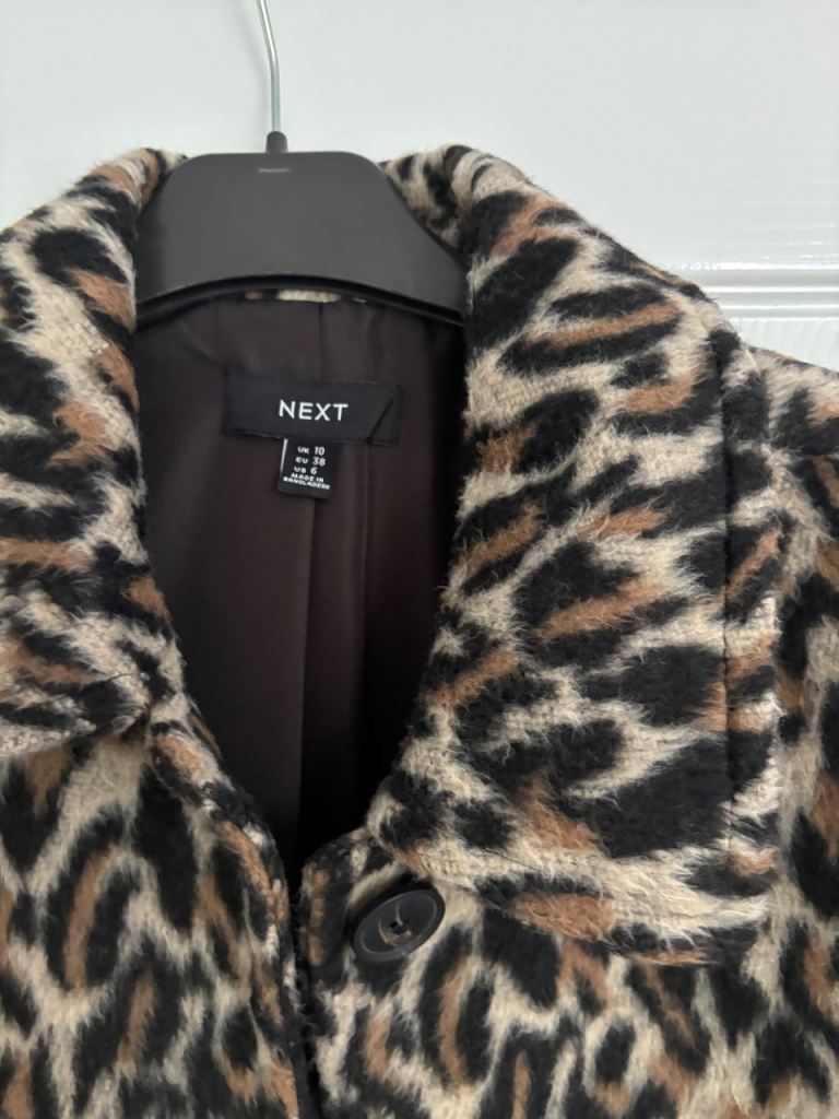 NEXT Leopard Print Coat – Size 10, As Good As New