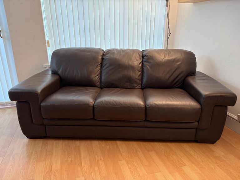 Italian Leather Sofa - Brown, Like New Condition