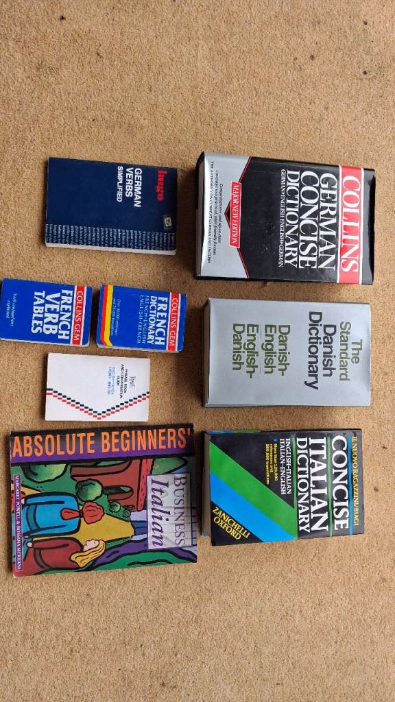 Language Dictionaries & Verb Tables - German, French, Italian, Danish