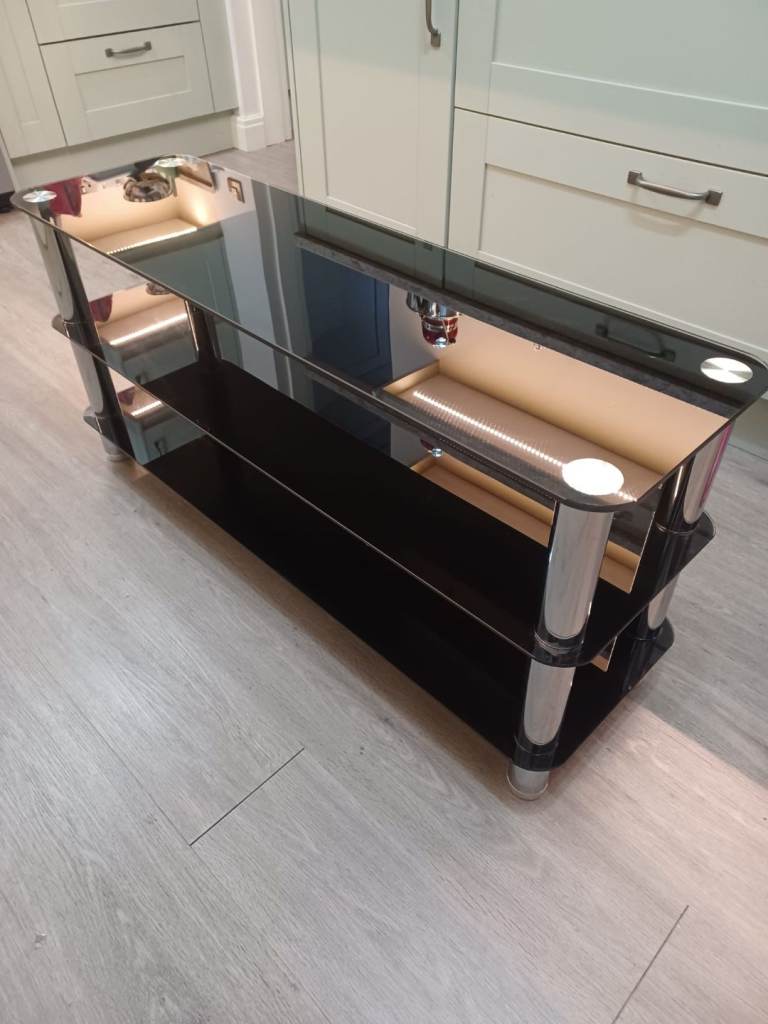 Large glass TV table