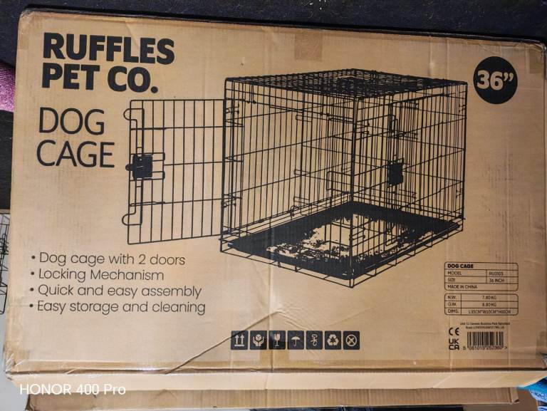 Ruffles Pet Co 36" Inch Dog Crate 