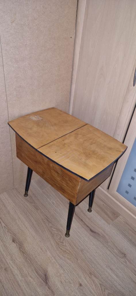 Mid Century Maple/ebony Sewing Box with Removable Dansette Legs