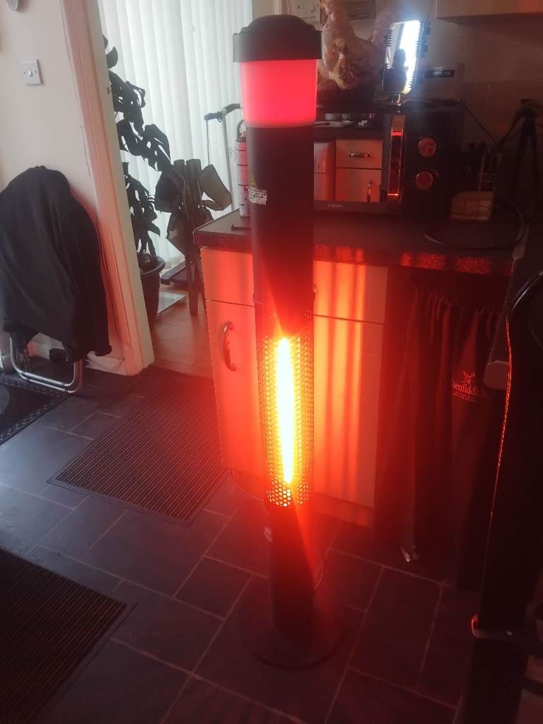 Tall Outdoor Electric Patio Heater with Light – Good Condition