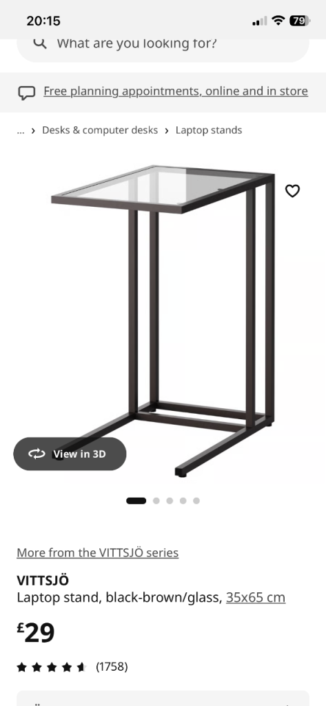VITTSJÖ Laptop Stand - Black/Glass, Good Condition