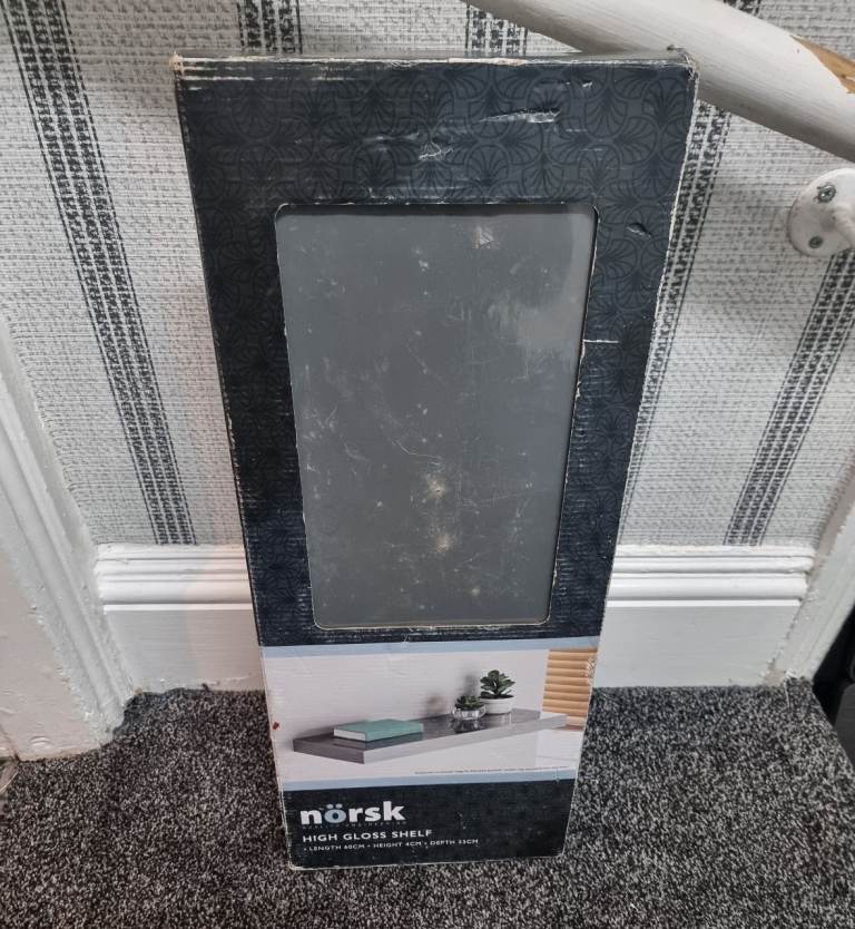 Norsk High Gloss Shelf 60cm - Grey
