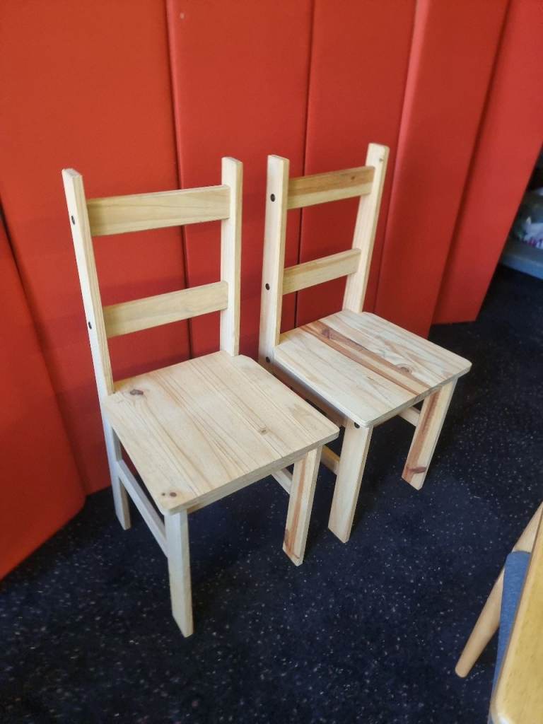 New Pair of Wayfair Natural Wood Dining Chairs Never Been Used 