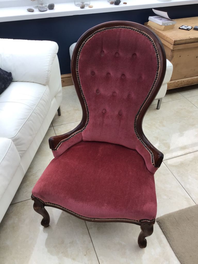 Bedroom Chair. Deep Pink Dralon. 