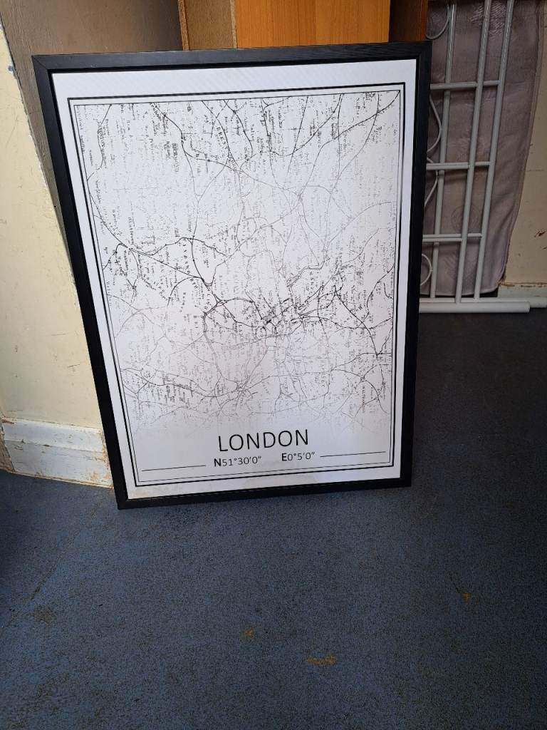 image for poster of london street maps in black wood frame