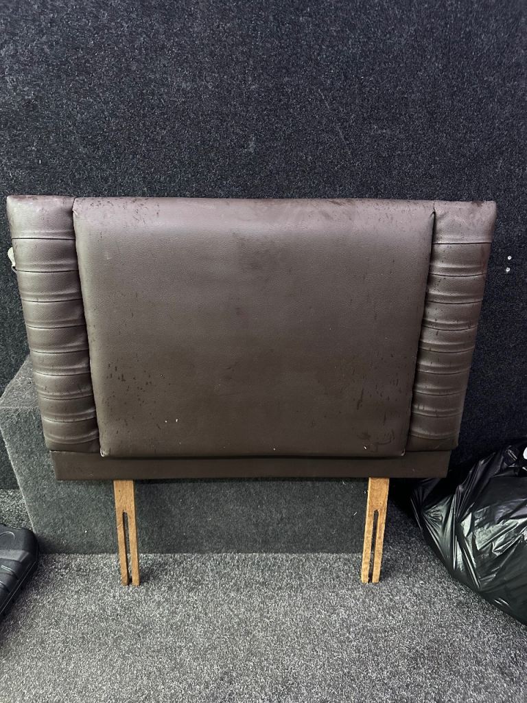 image for Brown leather single headboard 