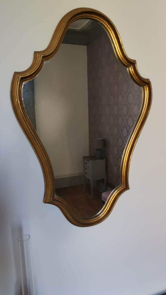Elegant and Refined French Gold Gilt Mirror 53 x 76 cm