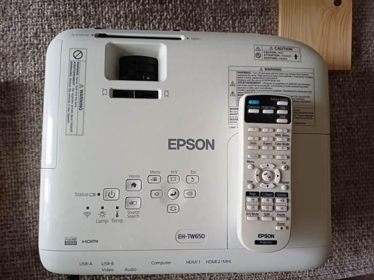 Epson EH-TW650 LCD Projector with Remote, Mount and Screen (if listed then still available)