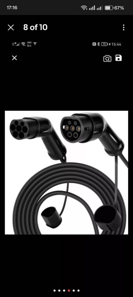 Ev charger cable 3 phrase 22kw 5 m black