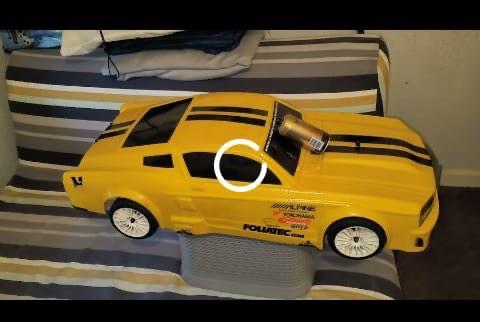 Large RC Car 1/5 scale with Yellow Ford Mustang Shell