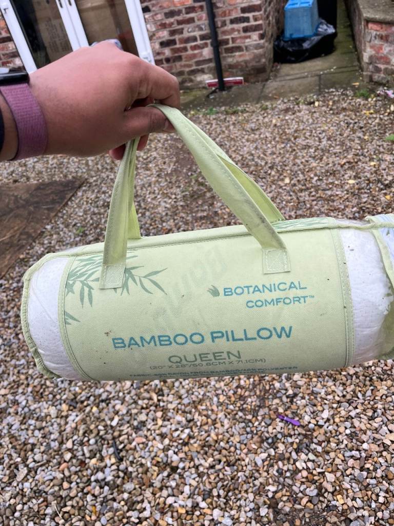 Botanical Comfort Bamboo Pillow – Queen Size (20” x 28”) | Anti-Microbial | New in Packaging