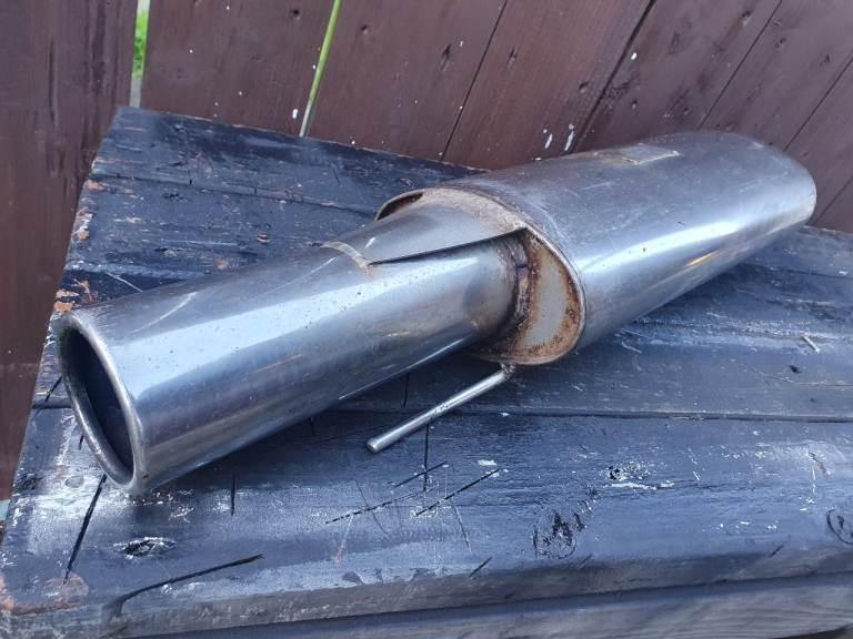 3" chrome rear silencer