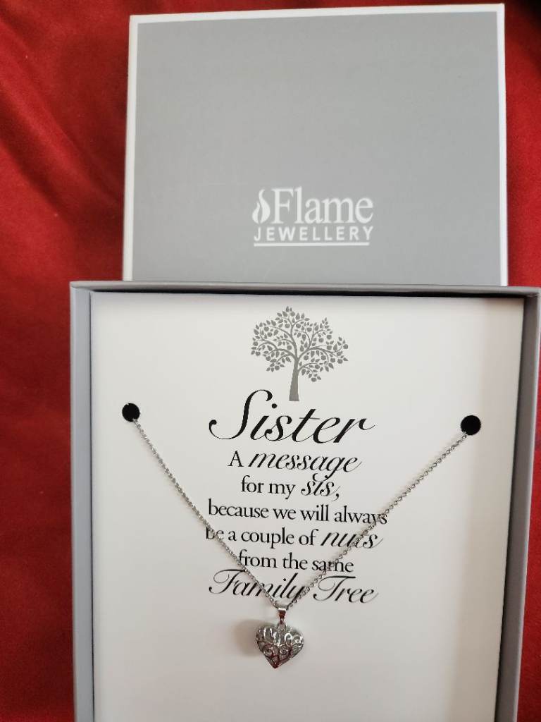 Flame Jewellery Silver Sister Necklace – New in Box