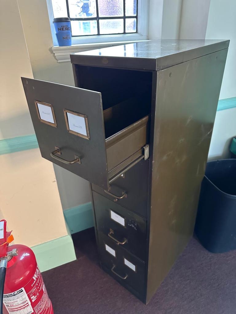 Vintage looking filing cabinet. 